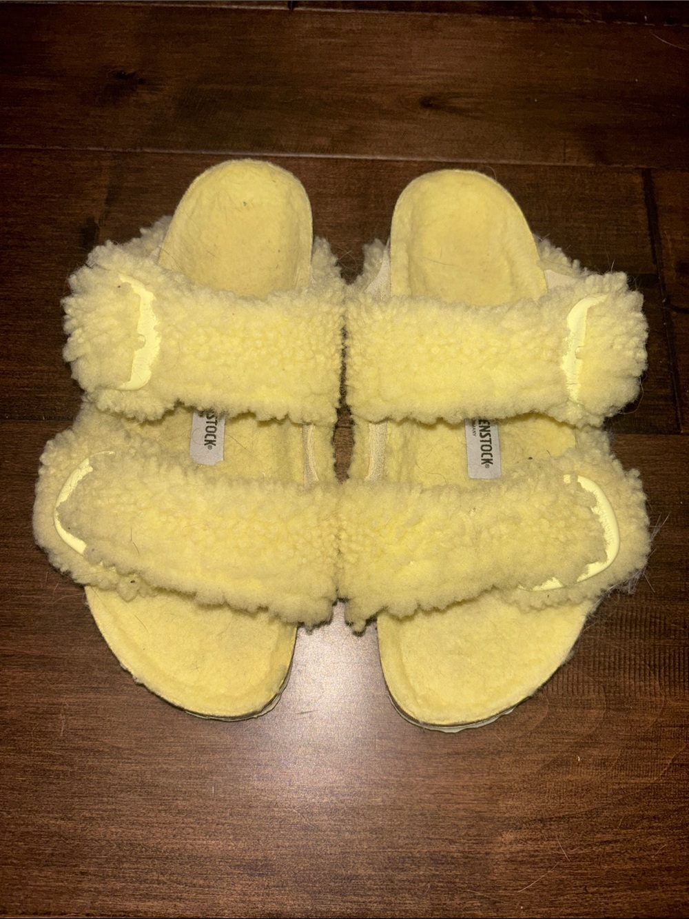Birkenstock Kids Fuzzy Double-Strap Sandals in Yellow